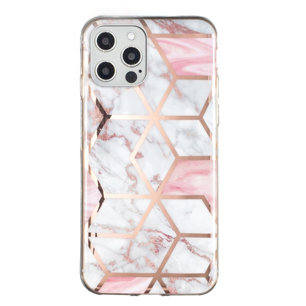 Electroplated Marble Pattern TPU Phone Case - iPhone 12 Pro Max(White Gravel Pink)