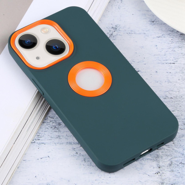 Contrast Color 3 in 1 TPU Phone Case - iPhone 14 Max(Orange Dark Green)