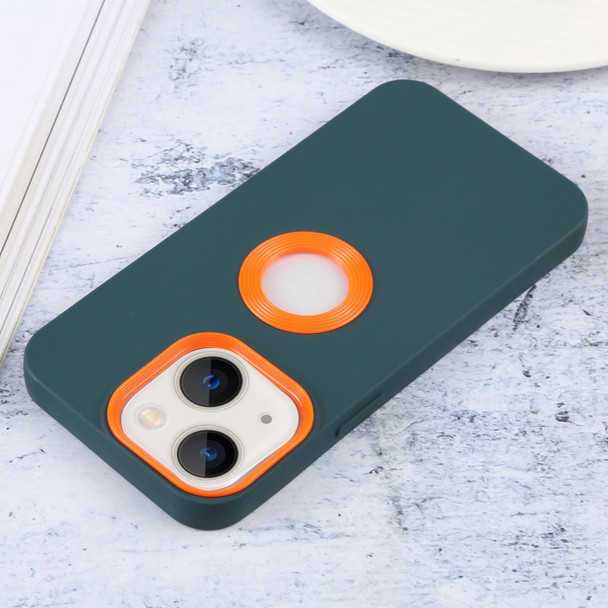 Contrast Color 3 in 1 TPU Phone Case - iPhone 14 Max(Orange Dark Green)