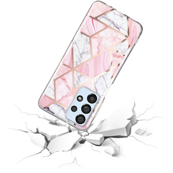 Samsung Galaxy A32 4G Electroplated Marble Pattern TPU Phone Case(Pink and White)