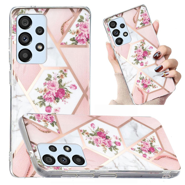 Samsung Galaxy A32 5G Electroplated Marble Pattern TPU Phone Case(Rose Pink White)