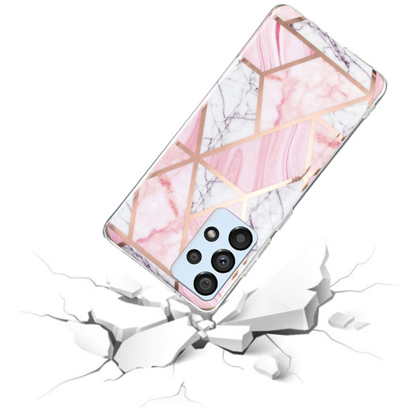 Samsung Galaxy A32 5G Electroplated Marble Pattern TPU Phone Case(Pink and White)