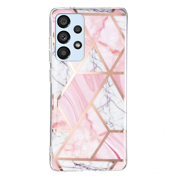 Samsung Galaxy A32 5G Electroplated Marble Pattern TPU Phone Case(Pink and White)