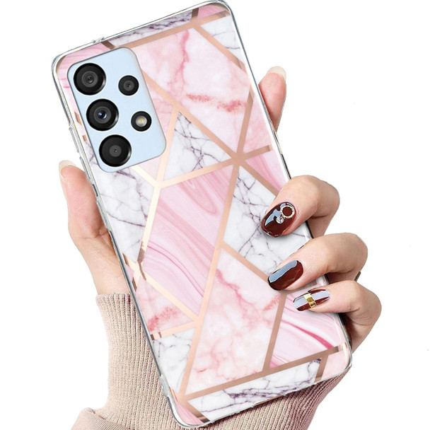 Samsung Galaxy A32 5G Electroplated Marble Pattern TPU Phone Case(Pink and White)