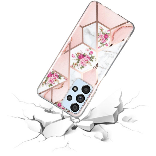 Samsung Galaxy A32 4G Electroplated Marble Pattern TPU Phone Case(Rose Pink White)