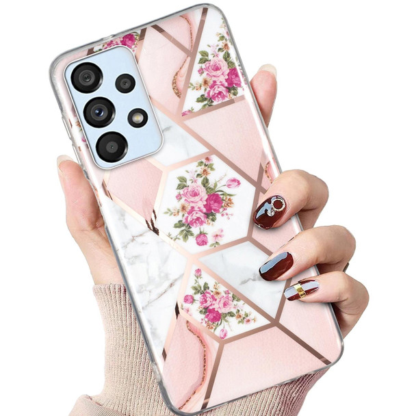 Samsung Galaxy A32 4G Electroplated Marble Pattern TPU Phone Case(Rose Pink White)
