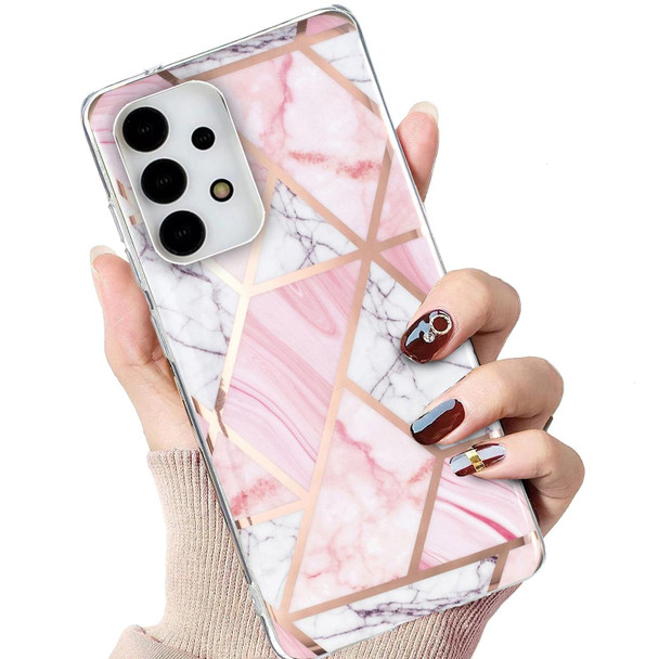 Samsung Galaxy A13 4G Electroplated Marble Pattern TPU Phone Case(Pink and White)