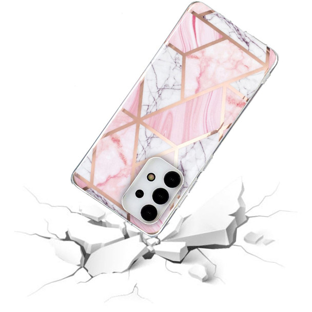 Samsung Galaxy A13 4G Electroplated Marble Pattern TPU Phone Case(Pink and White)