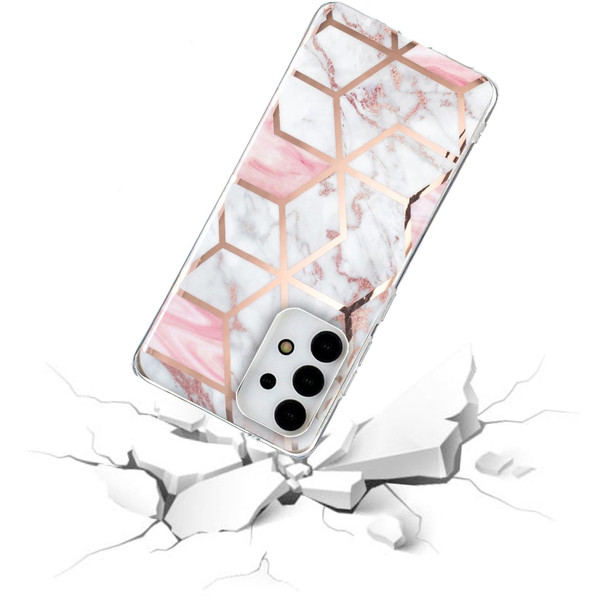 Samsung Galaxy A13 4G Electroplated Marble Pattern TPU Phone Case(White Gravel Pink)