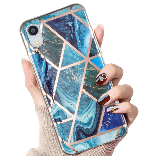 Electroplated Marble Pattern TPU Phone Case - iPhone XR(Blue and Green)