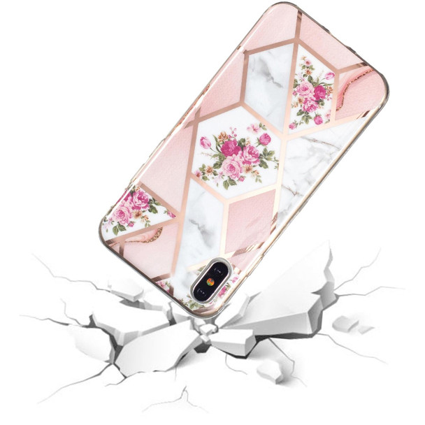 Electroplated Marble Pattern TPU Phone Case - iPhone XS Max(Rose Pink White)