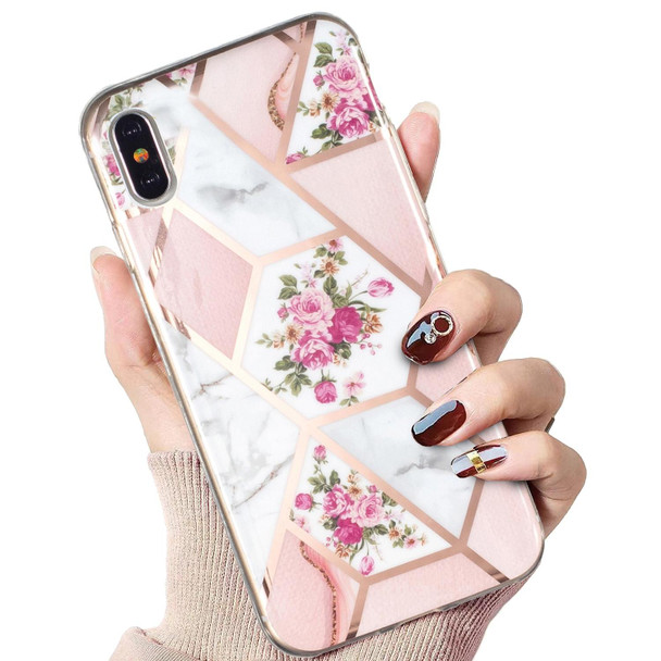 Electroplated Marble Pattern TPU Phone Case - iPhone XS Max(Rose Pink White)