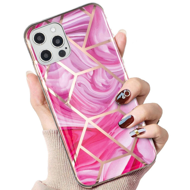 Electroplated Marble Pattern TPU Phone Case - iPhone 12 / 12 Pro(Red Rhombus)