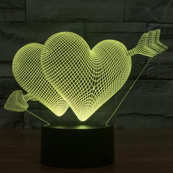 Arrow Through Heart Style 3D Touch Switch Control LED Light , 7 Colour Discoloration Creative Visual Stereo Lamp Desk Lamp Night Light