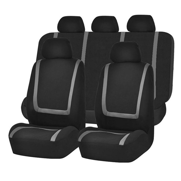 Universal Car Seat Cover Polyester Fabric Automobile Seat Covers Car Seat Cover Vehicle Seat Protector Interior Accessories 4pcs Set Beige