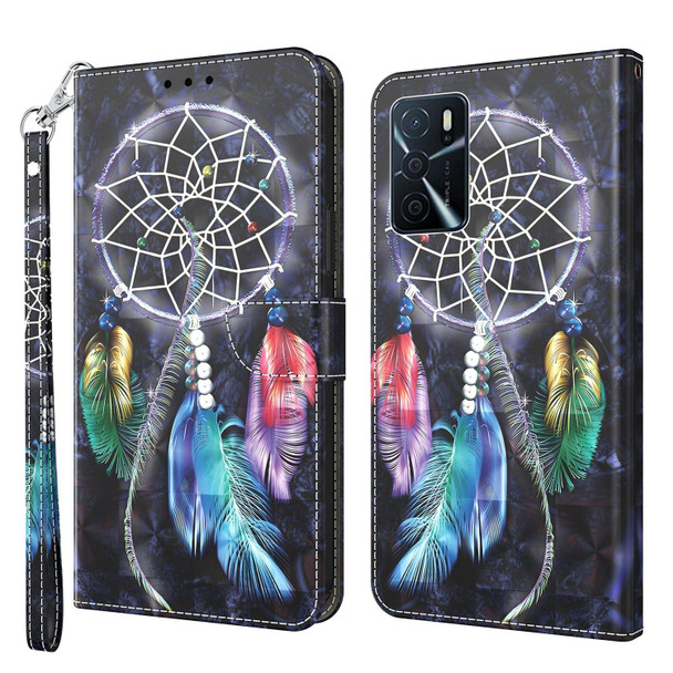 OPPO A54 5G / A74 5G 3D Painted Leather Phone Case(Colorful Dreamcatcher)