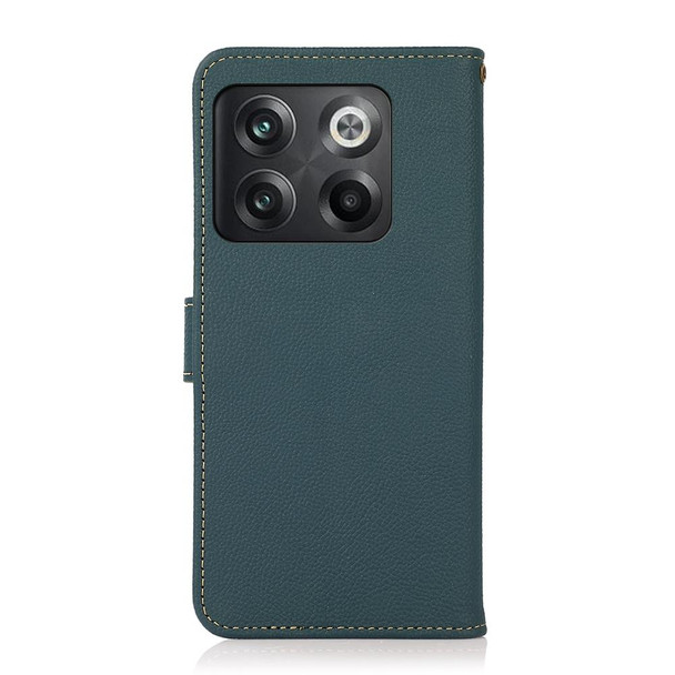 OnePlus 10T/Ace Pro KHAZNEH Custer Texture RFID Genuine Leather Phone Case(Green)