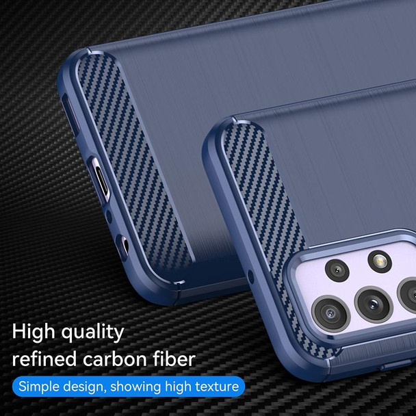 Samsung Galaxy M23 Brushed Texture Carbon Fiber TPU Phone Case(Blue)