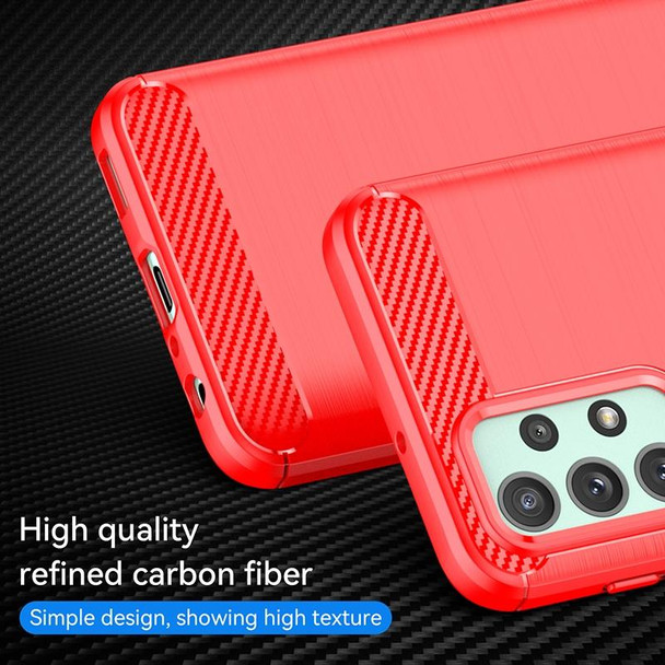 Samsung Galaxy M23 Brushed Texture Carbon Fiber TPU Phone Case(Red)
