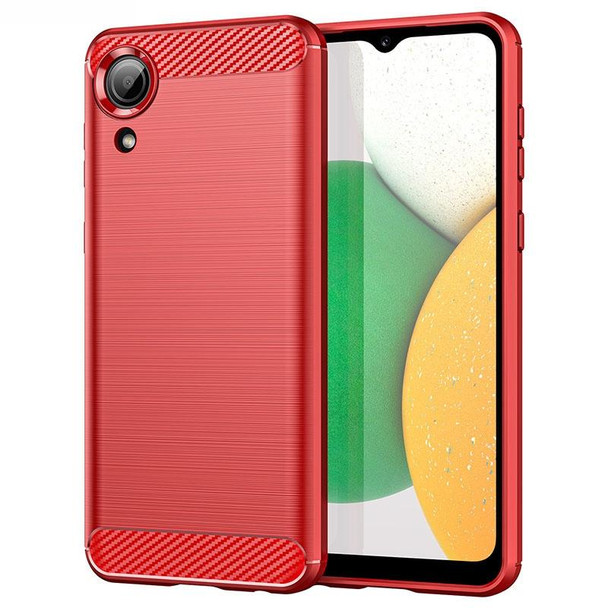 Samsung Galaxy A03 Core Brushed Texture Carbon Fiber TPU Phone Case(Red)