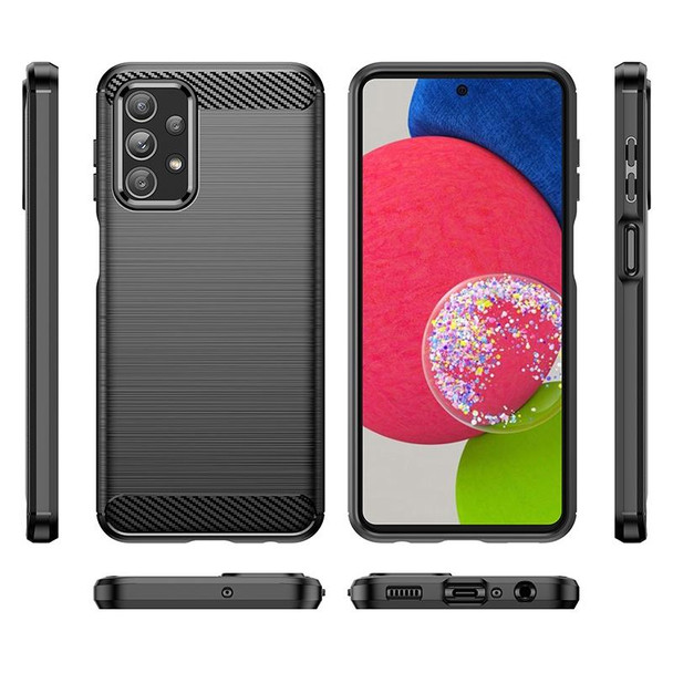 Samsung Galaxy M23 Brushed Texture Carbon Fiber TPU Phone Case(Black)