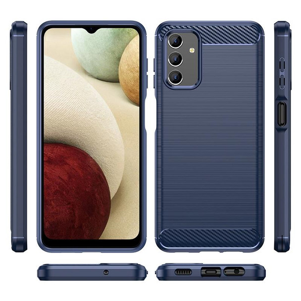Samsung Galaxy A13 4G Brushed Texture Carbon Fiber TPU Phone Case(Blue)