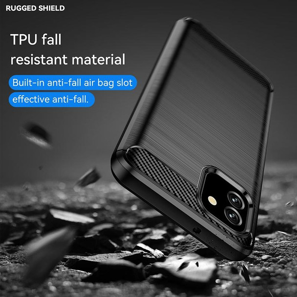 Samsung Galaxy A03 EU Version Brushed Texture Carbon Fiber TPU Phone Case(Black)