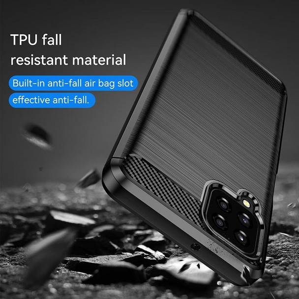 Samsung Galaxy F22 Brushed Texture Carbon Fiber TPU Phone Case(Black)