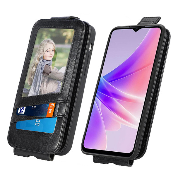 OPPO A77 Zipper Wallet Vertical Flip Leather Phone Case(Black)