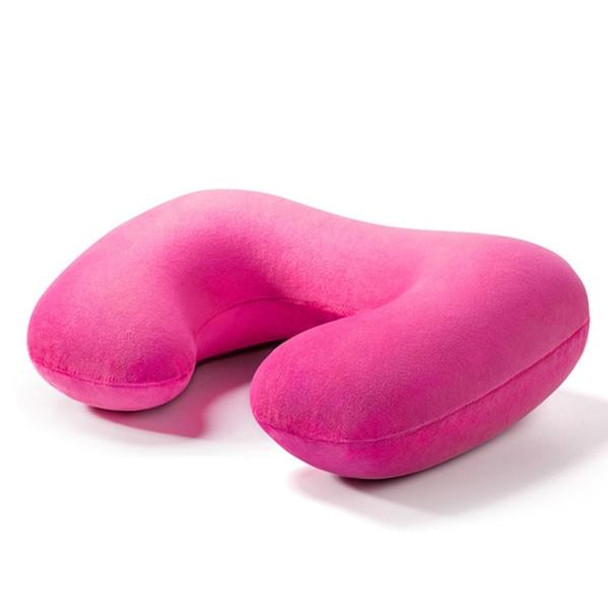 Air Inflatable U-Shaped Travel Neck Pillow Cushion(Rose Red)