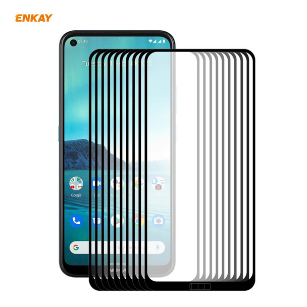 Nokia 3.4 10 PCS ENKAY Hat-Prince Full Glue 0.26mm 9H 2.5D Tempered Glass Full Coverage Film