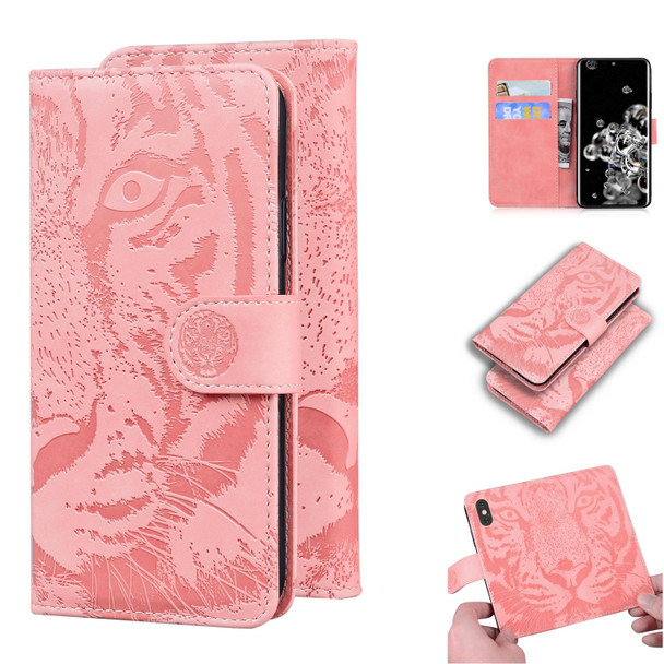 Samsung Galaxy S20 Ultra Tiger Embossing Pattern Horizontal Flip Leather Case with Holder & Card Slots & Wallet(Pink)