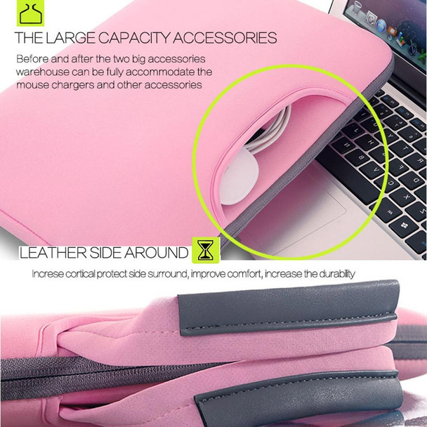 15.4 inch Portable Air Permeable Handheld Sleeve Bag for MacBook Air / Pro, Lenovo and other Laptops, Size: 38x27.5x3.5cm (Pink)