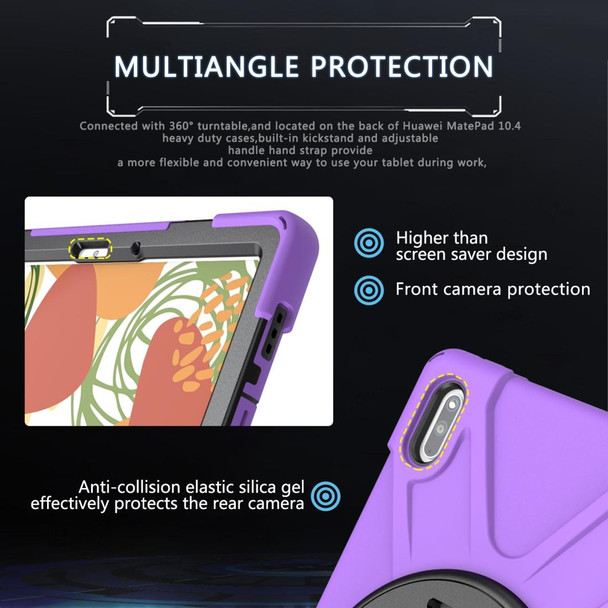 Huawei MatePad 10.4 Shockproof Colorful Silicone + PC Protective Case with Holder & Hand Grip Strap(Purple)