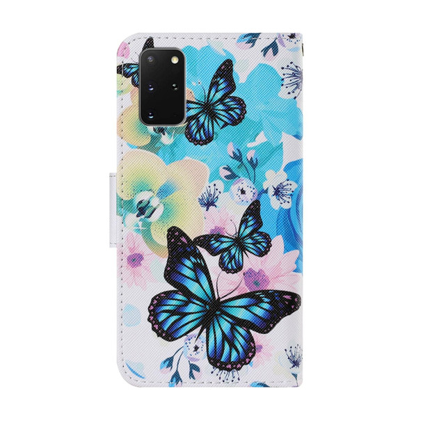 Samsung Galaxy S20 Plus Coloured Drawing Pattern Horizontal Flip PU Leather Case with Holder & Card Slots & Wallet & Lanyard(Purple Butterfly)