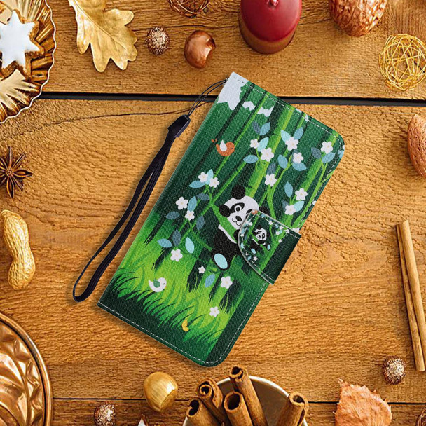 Samsung Galaxy S10 Coloured Drawing Pattern Horizontal Flip PU Leather Case with Holder & Card Slots & Wallet & Lanyard(Panda)