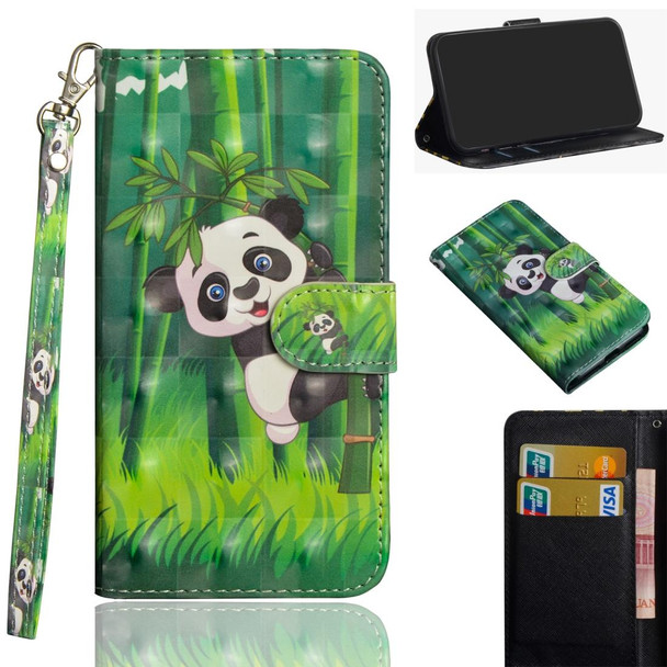 Samsung Galaxy A71 5G 3D Painting Pattern Horizontal Flip TPU + PU Leather Case with Holder & Card Slots & Wallet(Panda Climbing Bamboo)
