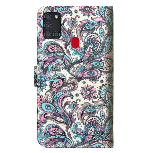 Samsung Galaxy A21s 3D Painting Pattern Horizontal Flip TPU + PU Leather Case with Holder & Card Slots & Wallet(Swirl Pattern)