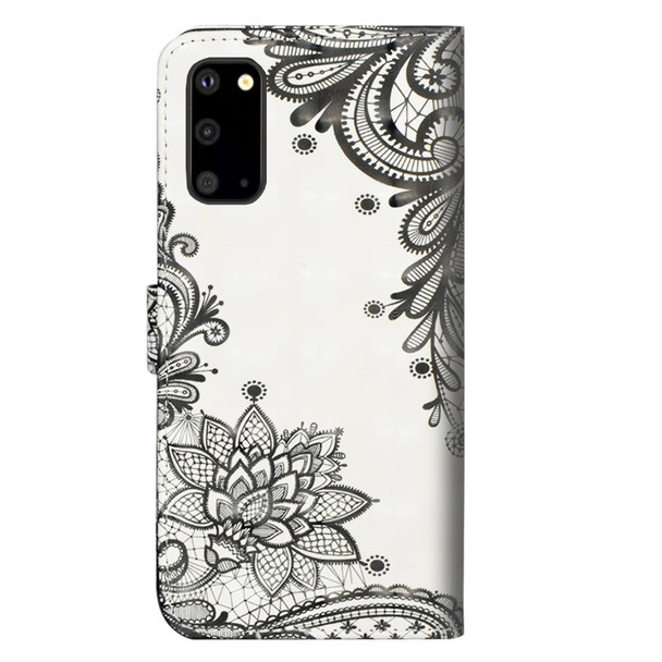 Samsung Galaxy S20+ 3D Painting Pattern Horizontal Flip TPU + PU Leather Case with Holder & Card Slots & Wallet(Diagonal Black Flower)