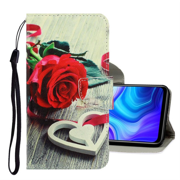 Samsung Galaxy A21s 3D Colored Drawing Horizontal Flip PU Leather Case with Holder & Card Slots & Wallet(Red Rose)