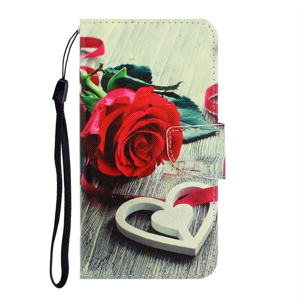 Samsung Galaxy A21s 3D Colored Drawing Horizontal Flip PU Leather Case with Holder & Card Slots & Wallet(Red Rose)