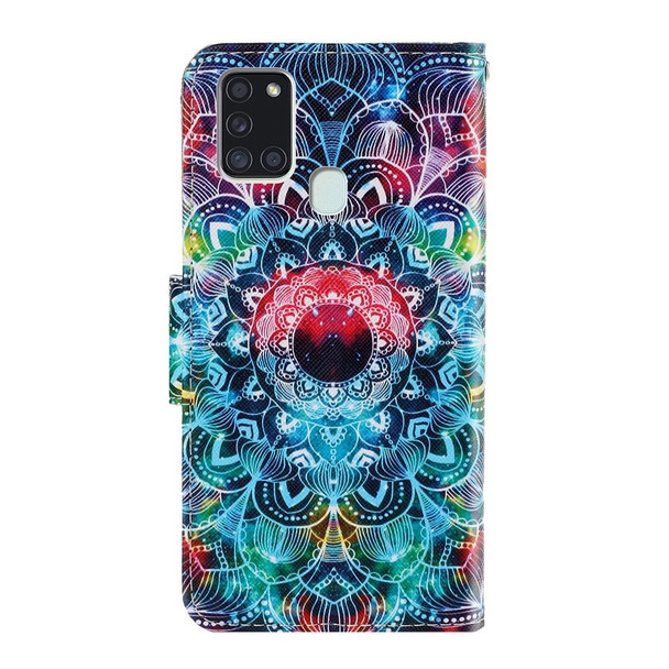 Samsung Galaxy A21s 3D Colored Drawing Horizontal Flip PU Leather Case with Holder & Card Slots & Wallet(Mandala)