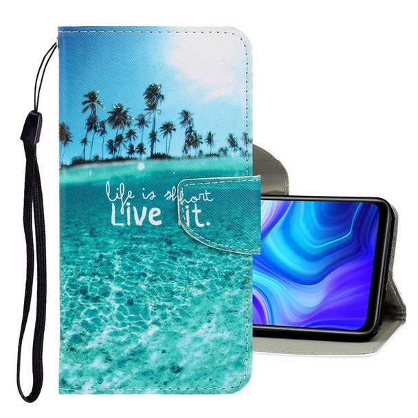 Samsung Galaxy A21s 3D Colored Drawing Horizontal Flip PU Leather Case with Holder & Card Slots & Wallet(Coconut Tree)