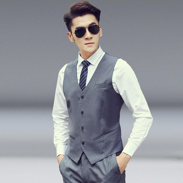 Men Vest Slim Korean Work Clothes Suit Vest Groomsmen Professional Wear Men Vest, Size: XXXL(Gray)