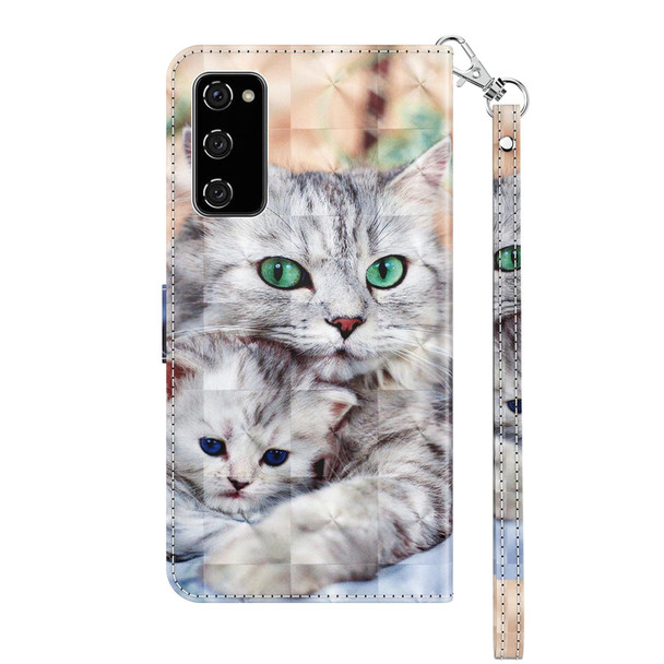 Samsung Galaxy S20 FE 3D Painted Leather Phone Case(Two Loving Cats)