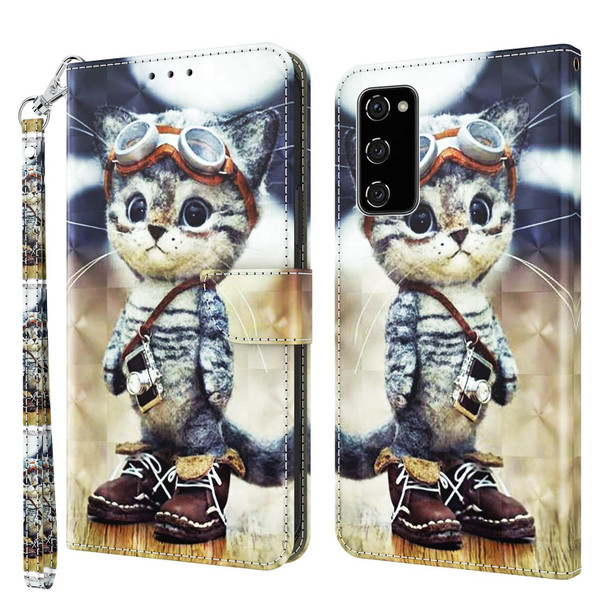 Samsung Galaxy S20 FE 3D Painted Leather Phone Case(Naughty Cat)