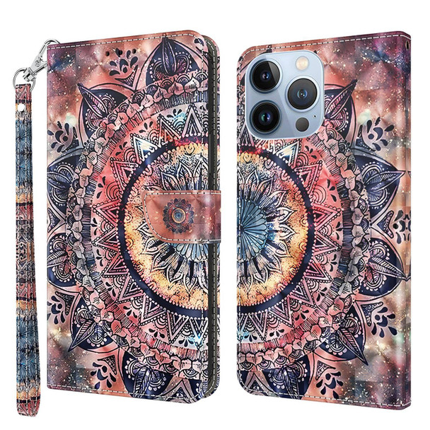 3D Painted Leatherette Phone Case - iPhone 13 Pro(Colorful Mandala)