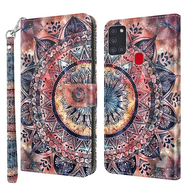 Samsung Galaxy A21s 3D Painted Leather Phone Case(Colorful Mandala)