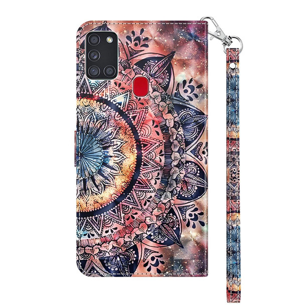 Samsung Galaxy A21s 3D Painted Leather Phone Case(Colorful Mandala)