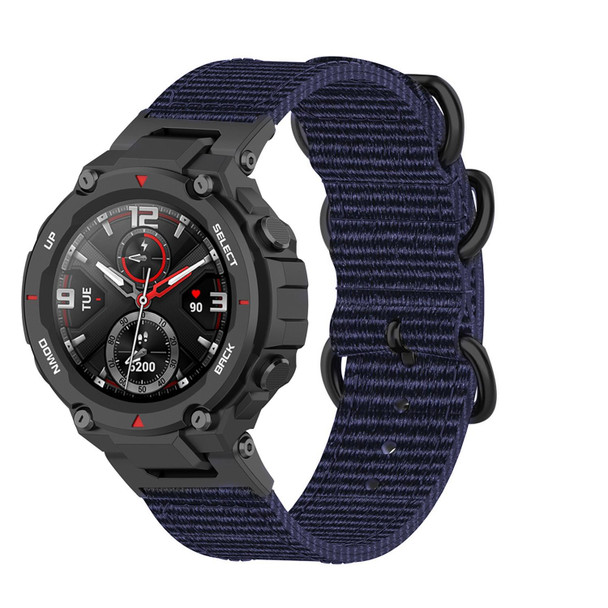 Amazfit T-Rex / T-Rex Pro / Ares Three-ring Black Buckle Nylon Watch Band(Blue)